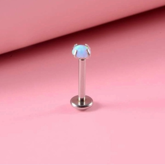 Blue opal 1Pc 16g Labret Piercing Stud NWT - Picture 3 of 8